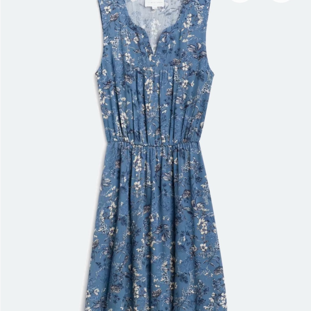 French Grey Blue and White Sleeveless Sundress